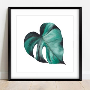 Split Leaf, Square Watercolor Print, Modern Plants, Digital Wall Art Print, Home Decor Wall Art, Digital Download, Instant Download