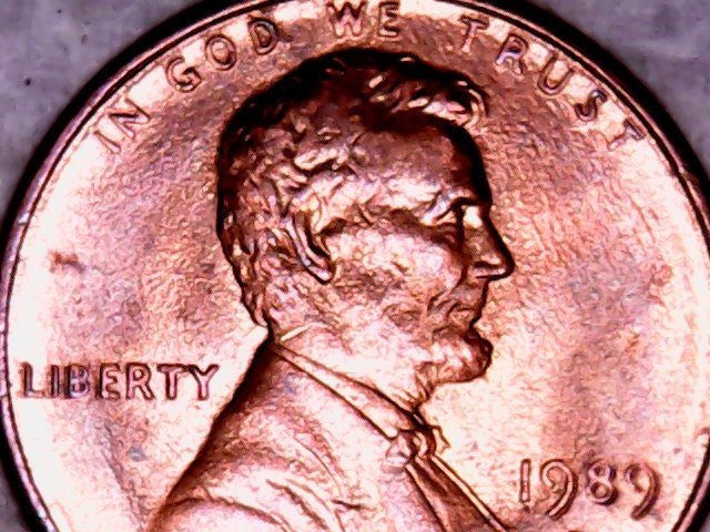 Double Die Obverse 1989 D Lincoln Cent Rouge.