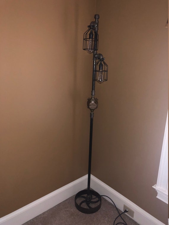 Steam Punk Industrial Black Pipe Floor Lamp W Antique Parts. 201