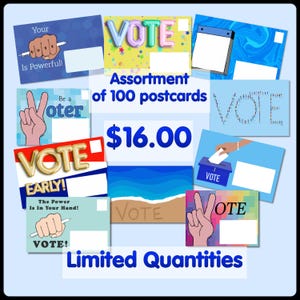 100 Vote Postcard Assortment, writable surface, uncoated, sampler pack