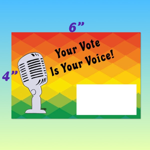 Your Vote is Your Voice, Vintage Microphone Voter Reminder Postcard, postcards to voters
