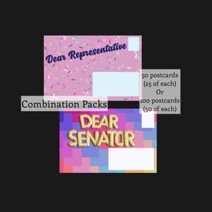 Packs combinés, cher sénateur/cher membre du Congrès, cher représentant, 50 ou 100 cartes postales, sénateur, membre du Congrès, représentant d'un État
