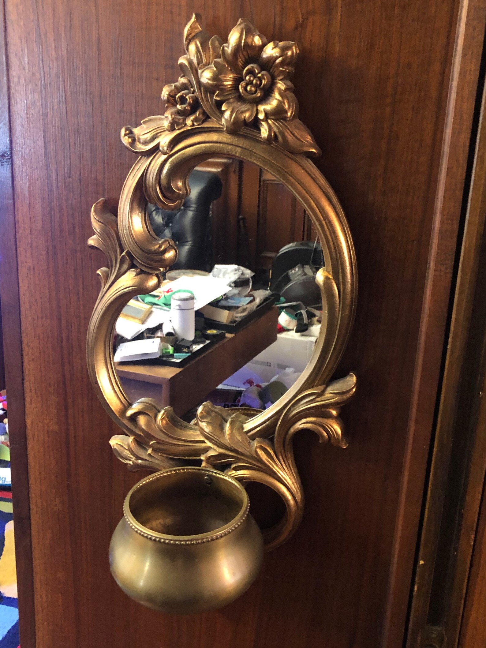 SYROCO Gilt Wall Mirror With Orginal Brass Bowl Baroque 1960s Etsy