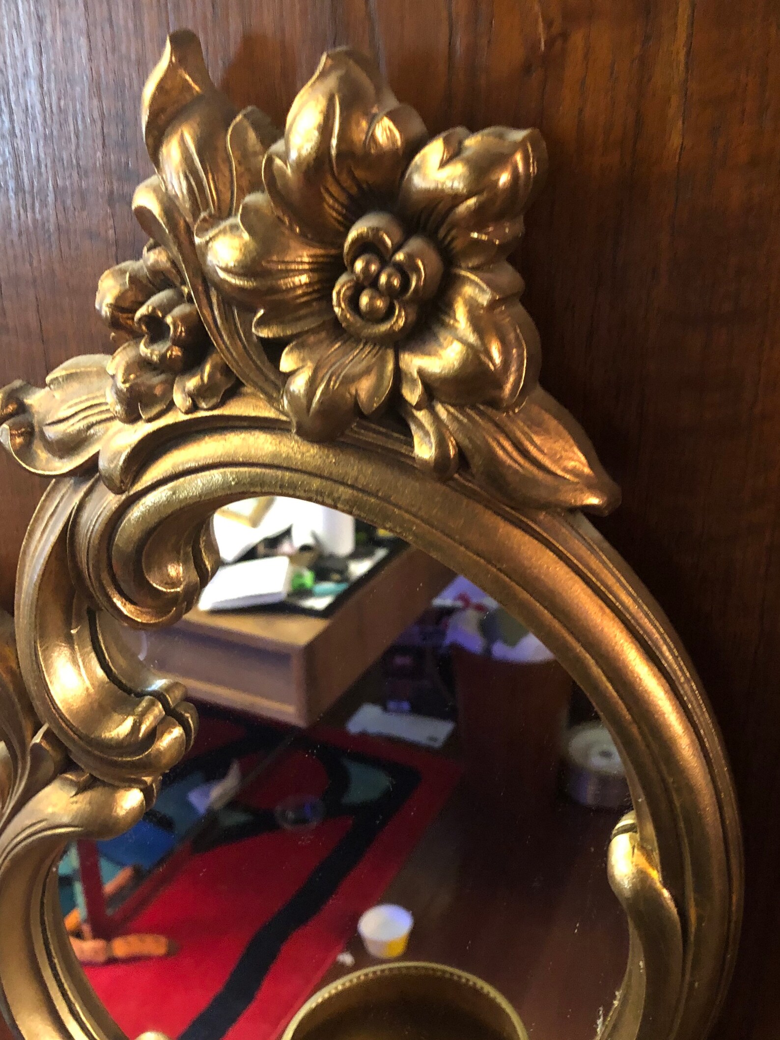 SYROCO Gilt Wall Mirror With Orginal Brass Bowl Baroque 1960s Etsy