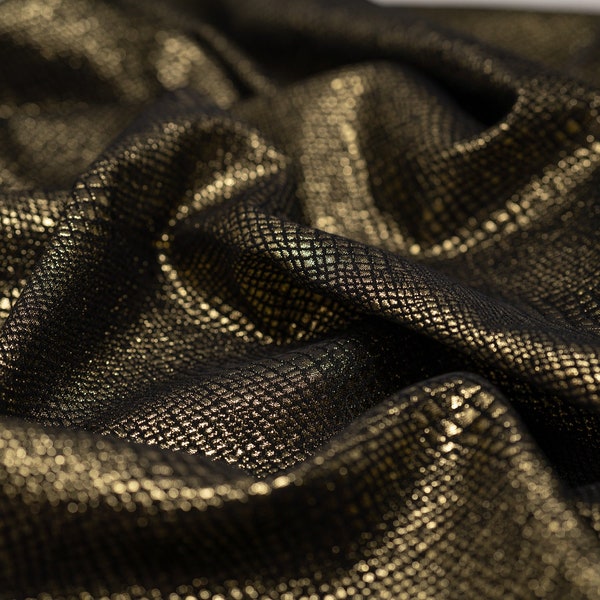 Snake Skin Scales Metallic Brocade Fabric | Blue Moon Fabrics