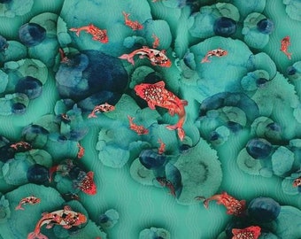 Koi Lake Printed Spandex | Blue Moon Fabrics
