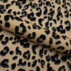 Leopard Flocking Stretch Mesh Fabric | Blue Moon Fabrics