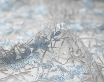 Spring Has Sprung Embroidered Mesh Fabric | Blue Moon Fabrics