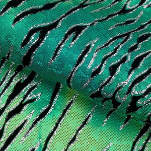 Serengeti Foil Glittered Flocked Stretch Mesh | Blue Moon Fabrics