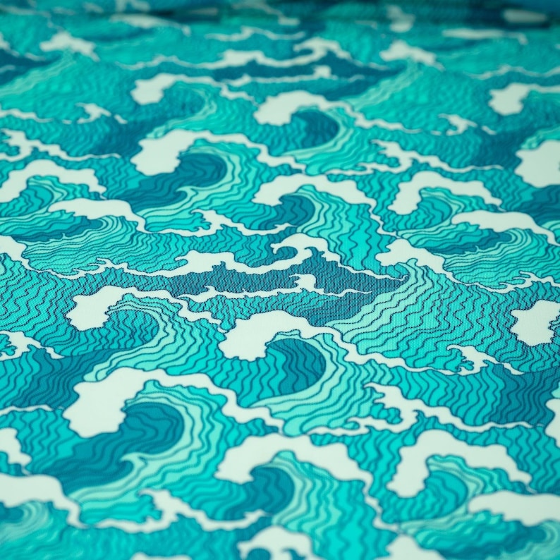 A flat sample of Crazy Waves Printed Power Mesh
