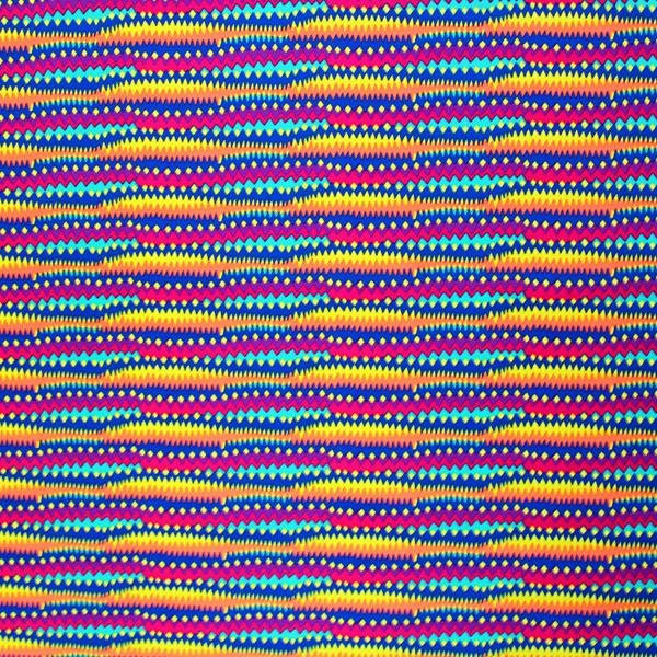 Rainbow Multi Color Zig Zag Printed Spandex | Blue Moon Fabrics