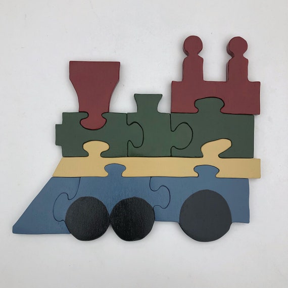 Train Kids Wood Puzzle Etsy