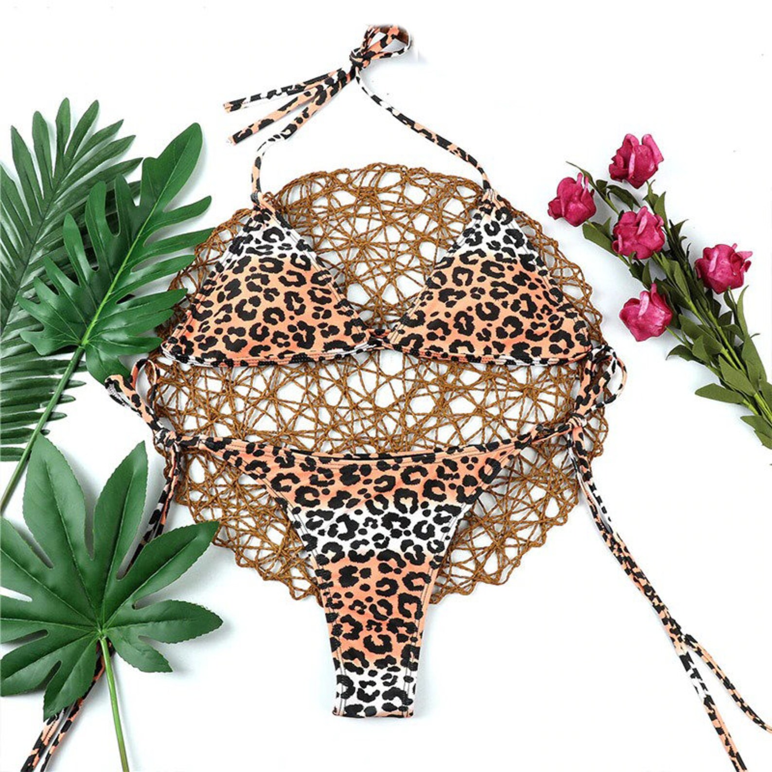 Sexy Brazilian Bikini Set Women Leopard Swimwear Halter Etsy