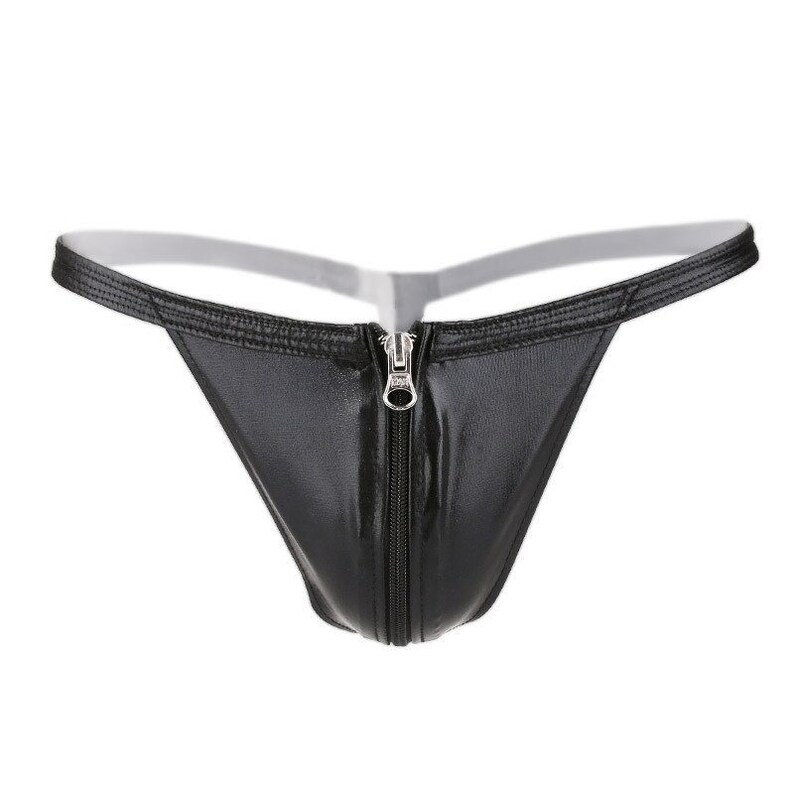 Unisex Sexy Zipper G Strings Open Crotch Bikini Thongs Faux - Etsy