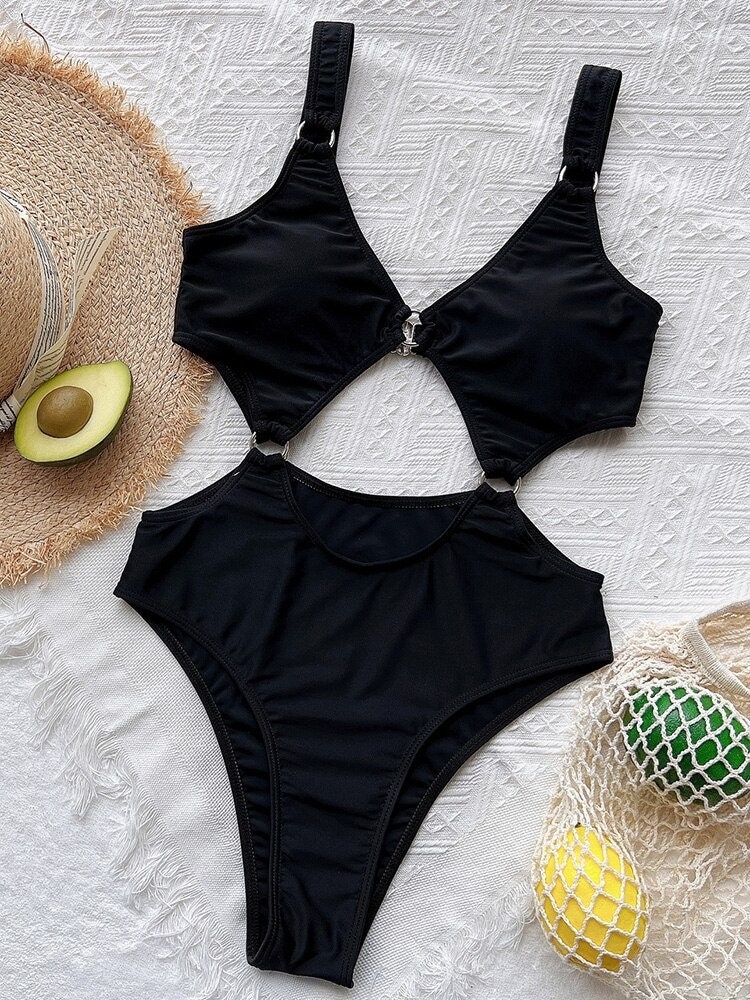 Metal Rings Tummy Cut Out Women Swimwear One Piece Swimsuit - Etsy