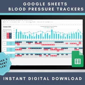 Monatlicher Blutdruck-Tracker AM PM Google Sheets | Bluthochdruck Hypotonie | Chronischer Schmerz | Tägliches Gesundheits-Wohlfühl-Tagebuch | Digitaler Download