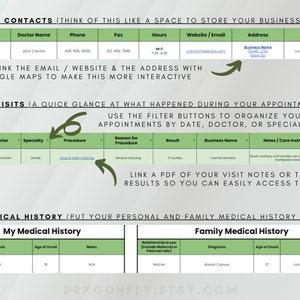 Doctor's Appointment Organizer Google Sheets Autoimmune Diseases Chronic Pain Illnesses Medical History Spreadsheet Digital Download image 7