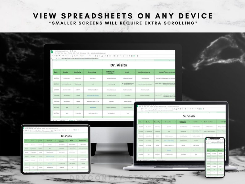 Doctor's Appointment Organizer Google Sheets Autoimmune Diseases Chronic Pain Illnesses Medical History Spreadsheet Digital Download image 5