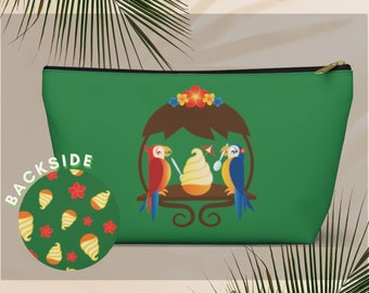 Tiki Birds Dole Whip Date Accessory Pouch w T-bottom | Cosmetic Bag | Pencil Case | Theme Park Snacks | Small Purse | Zipper Pouch
