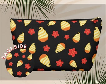 Dole Whip Black Zipper Pouch w T-bottom | Cosmetic Bag | Pencil Case | Pineapple Theme Park Snacks | Small Purse | Tiki Themed Accessories