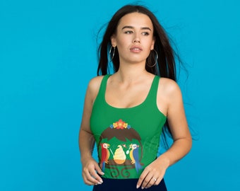 Tiki Birds Dole Whip Date Women's Ideal Racerback Tank | Theme Park Shirts | Enchanted Tropical Room | Pineapple Swirl Dessert | Park Snacks