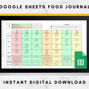 Voedseldagboek Google Spreadsheets | Auto-immuunziekten | Eliminatiedieet | Spreadsheet voedselgevoeligheid tracker | PDS Coeliakie | Digitale download