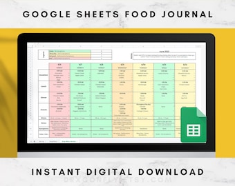 Food Journal Google Sheets | Autoimmune Diseases | Elimination Diet | Food Sensitivity Tracker Spreadsheet | IBS Celiac | Digital Download