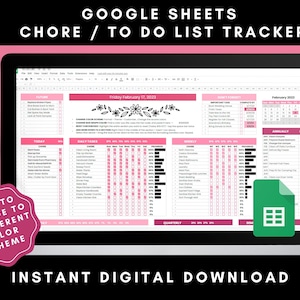 Chores Cleaning To Do List Tracker Google Sheets | Daily, Weekly, Monthly, & Annual Habit Spreadsheet Template Reusable Digital Download