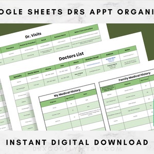 Doctor's Appointment Organizer Google Sheets Autoimmune Diseases Chronic Pain Illnesses Medical History Spreadsheet Digital Download image 1