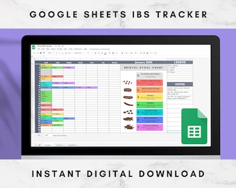 Monthly IBS Tracker Google Sheets | Customizable Bowel Movement log | Interactive Health & Wellness | Bristol Stool Chart | Digital Download