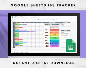 Monthly IBS Tracker Google Sheets | Customizable Bowel Movement log | Interactive Health & Wellness | Bristol Stool Chart | Digital Download