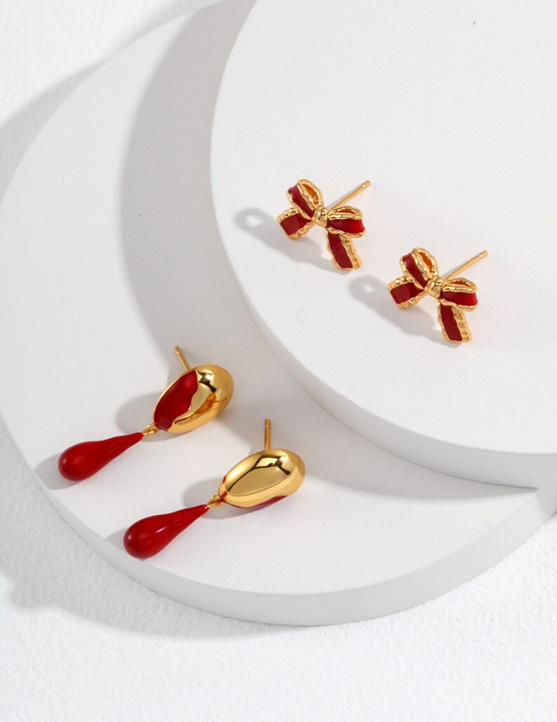 Red bow earrings Clearance