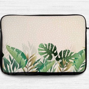 Tropical Leaves Laptop Sleeve: Exotic Print, Neoprene, Dual Zipper