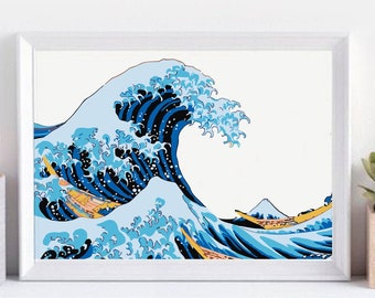 The Great Wave Painting By Numbers DIY Painting Kit Hokusai Color By Numbers Art Project Printable Coloring Page Artwork Painting Kit SD0232
