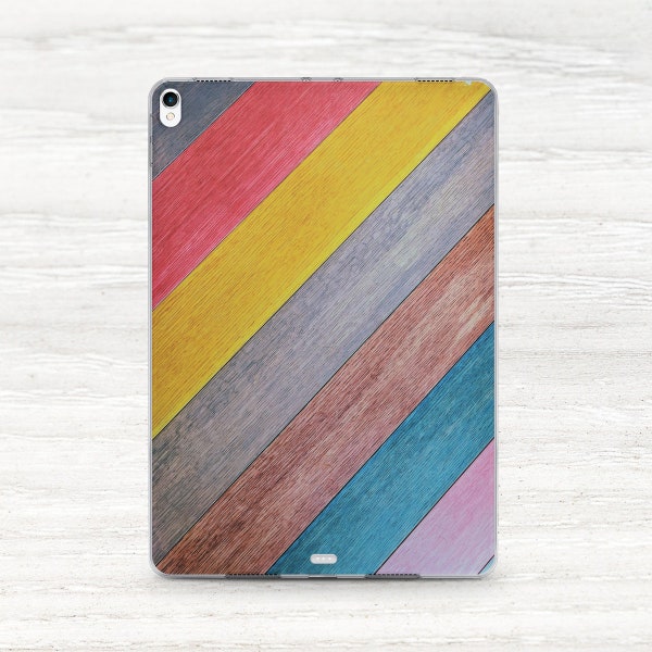 Holz iPad 10.2 Hülle iPad Pro 12.9 2018 Hülle Regenbogen iPad Pro 10.5 Hülle Bunte iPad Pro 11.4 Hülle iPad Air 3 Hülle iPad Mini 5 Hülle SD0098