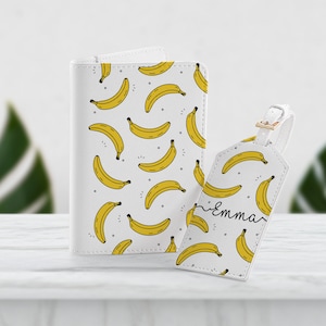 Bananen Passhalter und Gepäckanhänger Reiseset Dokumentenmappe Kartenhalter Custom Design Personalisierte Passport Covers Organizer SD0353