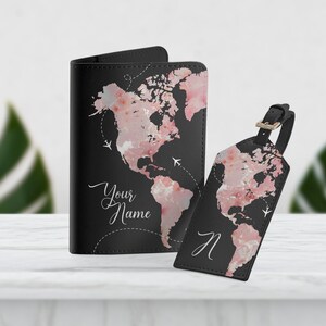 世界地図 書類オーガナイザー 旅行セット 大理石 パスポートホルダー 荷物タグ パーソナライズ 旅行セット 荷物タグ パスポートカードホルダー SD0359