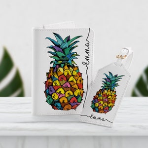 Ananas Druck Dokument Organizer Reise Set Brieftasche Benutzerdefinierte Pass Inhaber Gepäckanhänger Initialen Pass Port Kartenhalter Gepäckanhänger SD0366