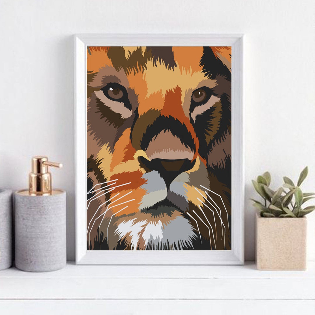 Lion by Number Kit Printable Lion Color by Number Art Project Pop Art