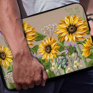 Sunflowers Laptop Sleeve: Floral Print Neoprene Laptop Bag