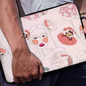 Faces Laptop Sleeve: Girl Art Design - Neoprene Laptop Bag