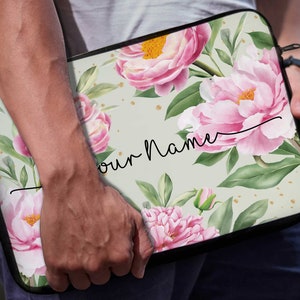 Personalized Laptop Sleeve Custom Laptop Sleeve Peonies Laptop Sleeve 12 inch Laptop Sleeve 13 inch Laptop Sleeve 15 inch Sleeve SD0509