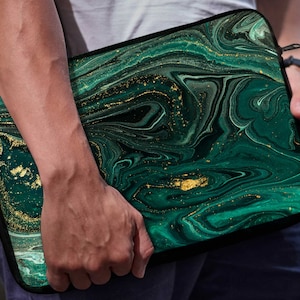 Green Marble Laptop Sleeve Minerals Carry Bag Stone Laptop Sleeve 12 inch Laptop Sleeve 13 inch Laptop Sleeve 15 inch Laptop Sleeve SD0527