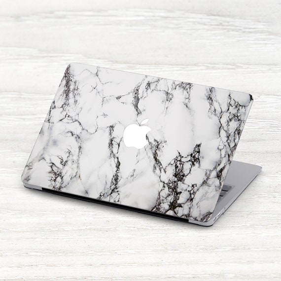 Black Gray Marble MacBook Pro Case: Stone Print Plastic Sleeve