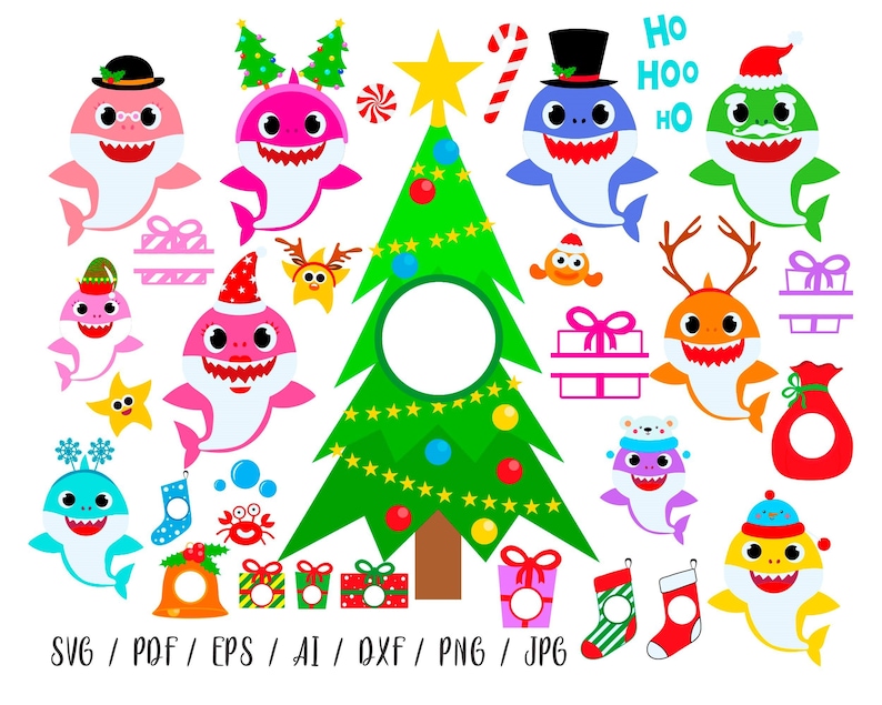 Download Christmas Shark Family SVG File Mother Shark Svg Full ...