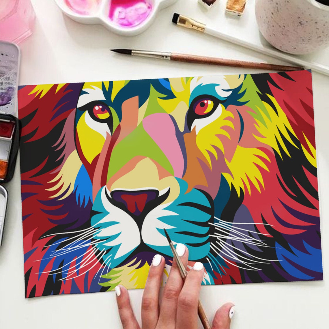 Lion by Number Kit Printable Lion Color by Number Art Project | Etsy