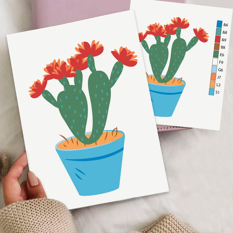 Cactus Succulent Floral Color by Number Kit Printable Flower - Etsy