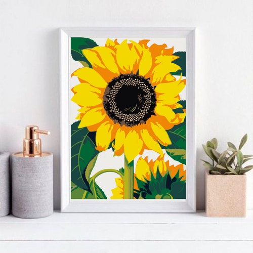 Sunflowers Color by Number Kit Printable Flower Color by Etsy