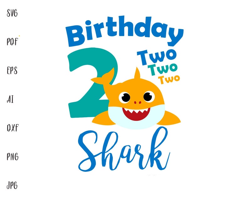Download Birthday Shark SVG File Shark Svg Yellow Shark Clipart 2nd ...
