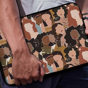 Black Woman Art Laptop Sleeve: Neoprene Laptop Bag, Girls Illustration